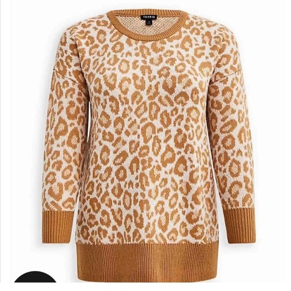 torrid Sweaters - Torrid Animal Print Sweater Popcorn Tan White Long Sleeve Women’s Plus Size 0